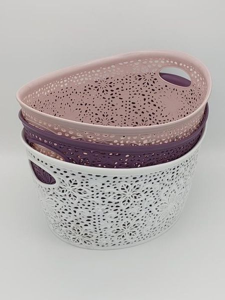 Корзина пластиковая овальная без крышки Кружево Abdik Plastik 116 Ящик для хранения вещей 43*36 H 22 cm 17 л 18643 фото
