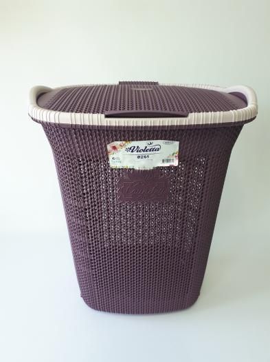 Корзина бак с крышкой для грязного белья большая пластиковая 0261 VIOLET HOUSE 47,5*36,5 cm H 58 cm 65 литров 19605 фото
