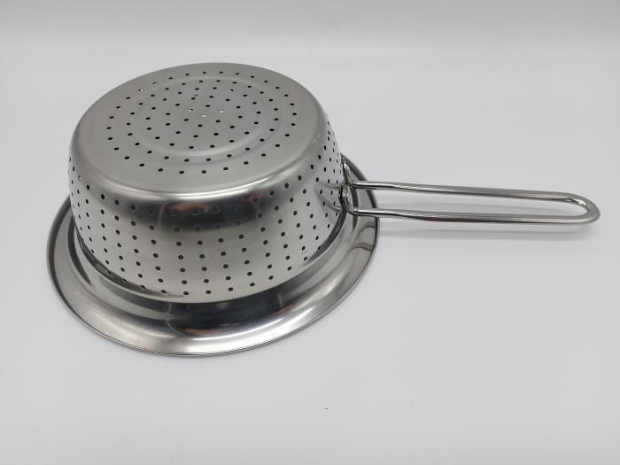 Дуршлаг из нержавеющей стали сито нержавейка с ручкой L 37 cm d1-22 cm d2-19 cm h 8 cm 19860 фото