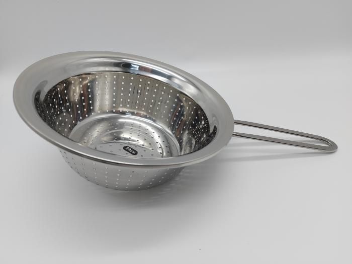 Дуршлаг из нержавеющей стали сито нержавейка с ручкой L 37 cm d1-22 cm d2-19 cm h 8 cm 19860 фото