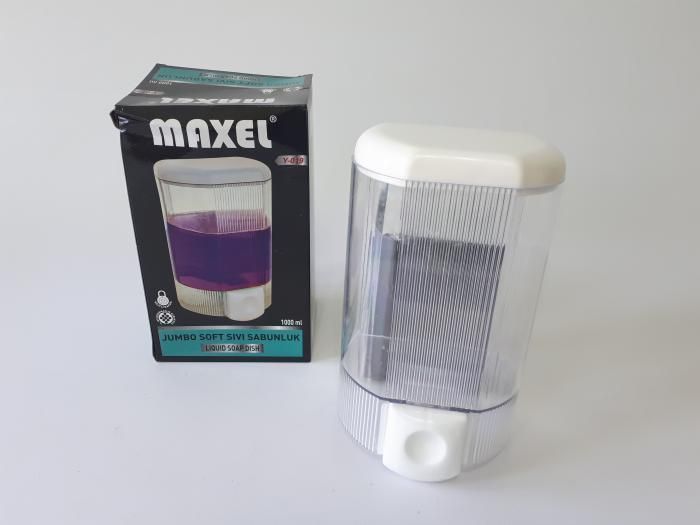 Дозатор пластиковый емкость для жидкого мыла на стену Y-019 Maxel 12*9 cm H 20 cm 1000 мл 19636 фото