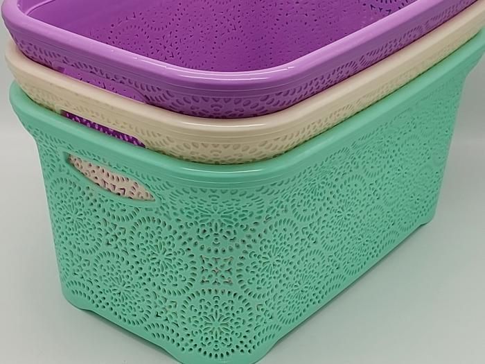 Корзина пластиковая без крышки Кружево Senyayla Plastik 2245 Ящик для хранения вещей Контейнер 54*36 H 25 cm 17412 фото