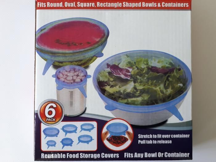 Силиконовые универсальные вакуумные крышки для посуды Крышки пленки растягивающиеся пищевые многоразовые 6 шт 19492 фото