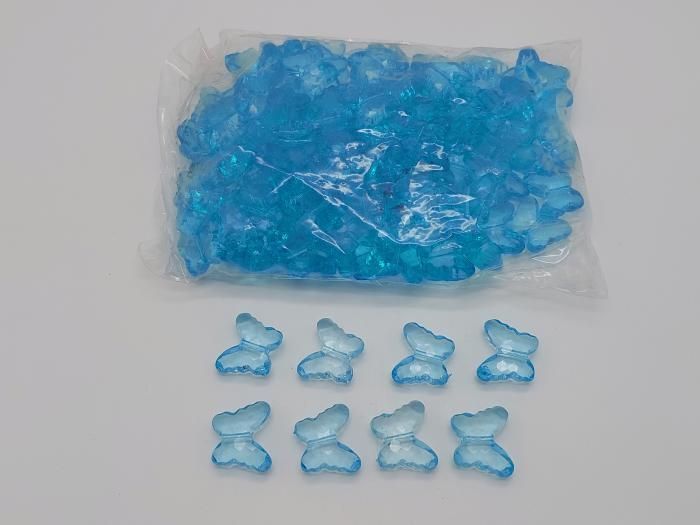 Декоративные бусины кристаллы для рукоделия Бабочки бирюзовые 3*2 cm 202 штуки в упаковке 14733 фото