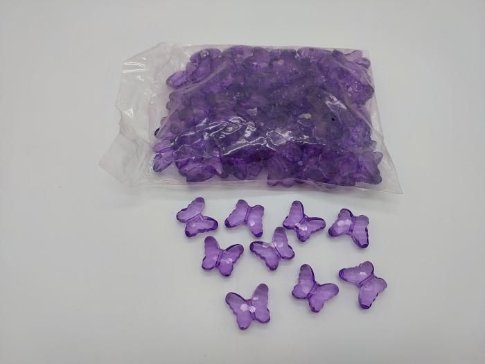Декоративные бусины кристаллы для рукоделия Бабочки фиолетовые 3*2,5 cm 148 штук в упаковке 14732 фото